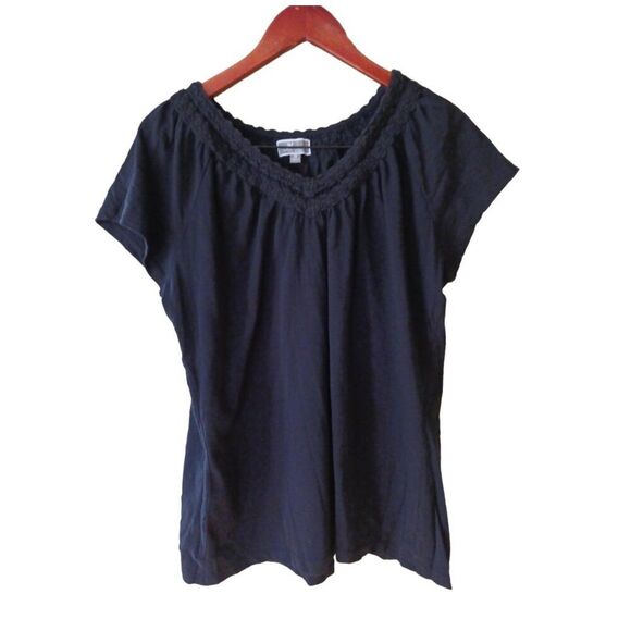 JM Collection Woman Short Sleeve Black Top Size 1X - Picture 2 of 6